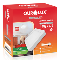 Luminaria Led Plafon Quadrado Sobrepor Branco Bivolt 6400K 12W Fa 03217 Ourolux