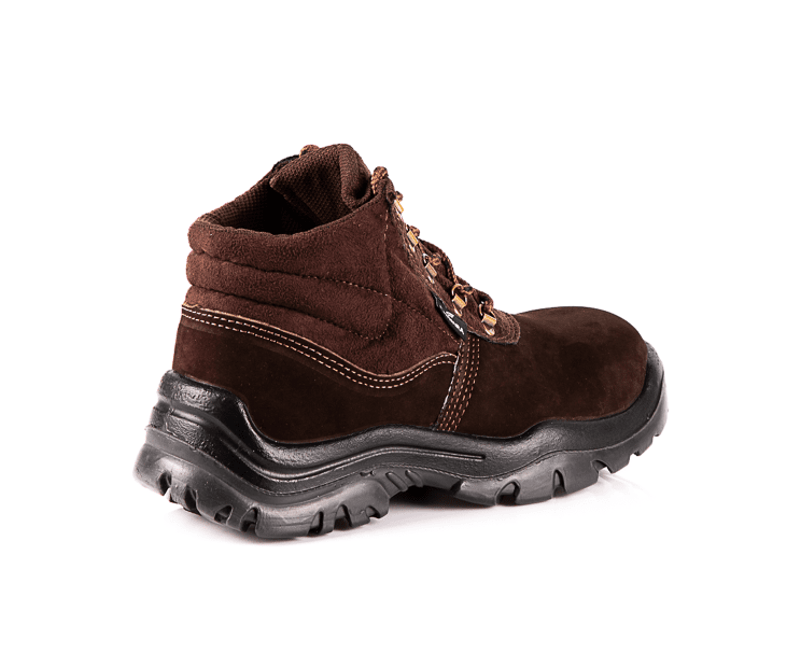 Botina Nobuck Cadarco Bidensidade Bico Plastico Marrom Cafe