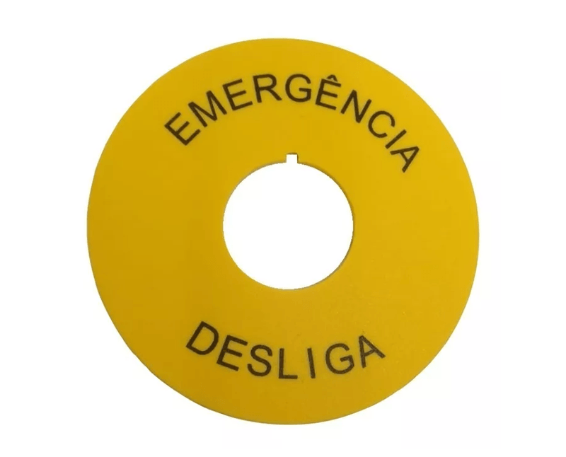 Plaqueta Botão Emergência D90Mm 22Mm Amarelo Z22390 | Dimensional