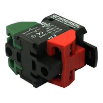 Botão Iluminado Redondo Faceado Vermelho 22mm 24V Ba9S 1NA+1NF Impulso B213+E111 Ace Schmersal