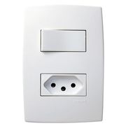 Conjunto Interruptor 1 Tec Simp Tomada 2P+T 10A Placa 4X2 Branco 615074 Pial Legrand