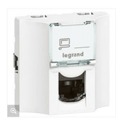 Tomada Telefone Embutir Rj45 5E 2Módulo Branco Com Placa Branco Preto 572330 Pial Legrand