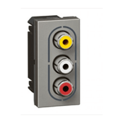 Tomada Audio/Video Rca 3 Vias Quadrado Embutir Preto Cinza 1Módulo ARTEOR Pial Legrand