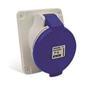 Tomada Angular 2 Polos + Terra 32A 250V Azul 6H IP44 Com Tamp 90X100Mm QUA3246Q Steck
