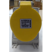 Tomada Sobrepor 2 Polos + Terra 32A 100/130V Amarelo 4H IP44 Com Tamp N3204 Steck