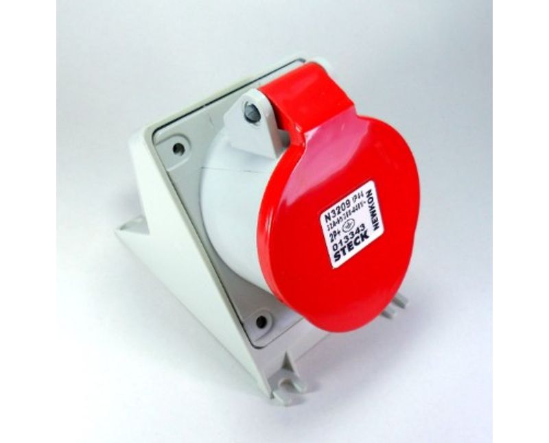 Tomada Sobrepor 3 Polos + Neutro + Terra 32A 440V Vermelho 6H IP44