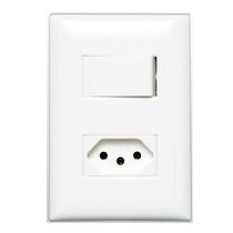 Conjunto Interruptor Embut 1 Tec Simp 2P Tomada 2P+T 10A 4X2 Branco M5A68S Pial Legrand