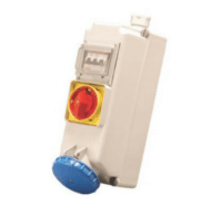 Tomada Sobrepor Fêmea 2 Polos + Terra 63A 250V Azul 6H Com Bloqueio Mecanico IP67 S3506B Steck