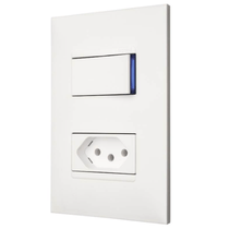 Conjunto Interruptor 1 Tec Par 2P Tomada 2P+T 4X2 Branco 615085BC Pial Plus+