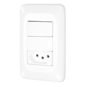 Conjunto Interruptor 2 Tec Simp Tomada 2P+T Cilind/Chat 10A 4X2 Branco LGX113 Pial Legrand