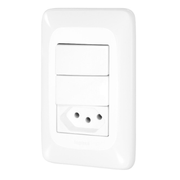 Conjunto Interruptor 2 Tec Simp Tomada 2P+T Cilind/Chat 10A 4X2 Branco LGX113 Pial Legrand