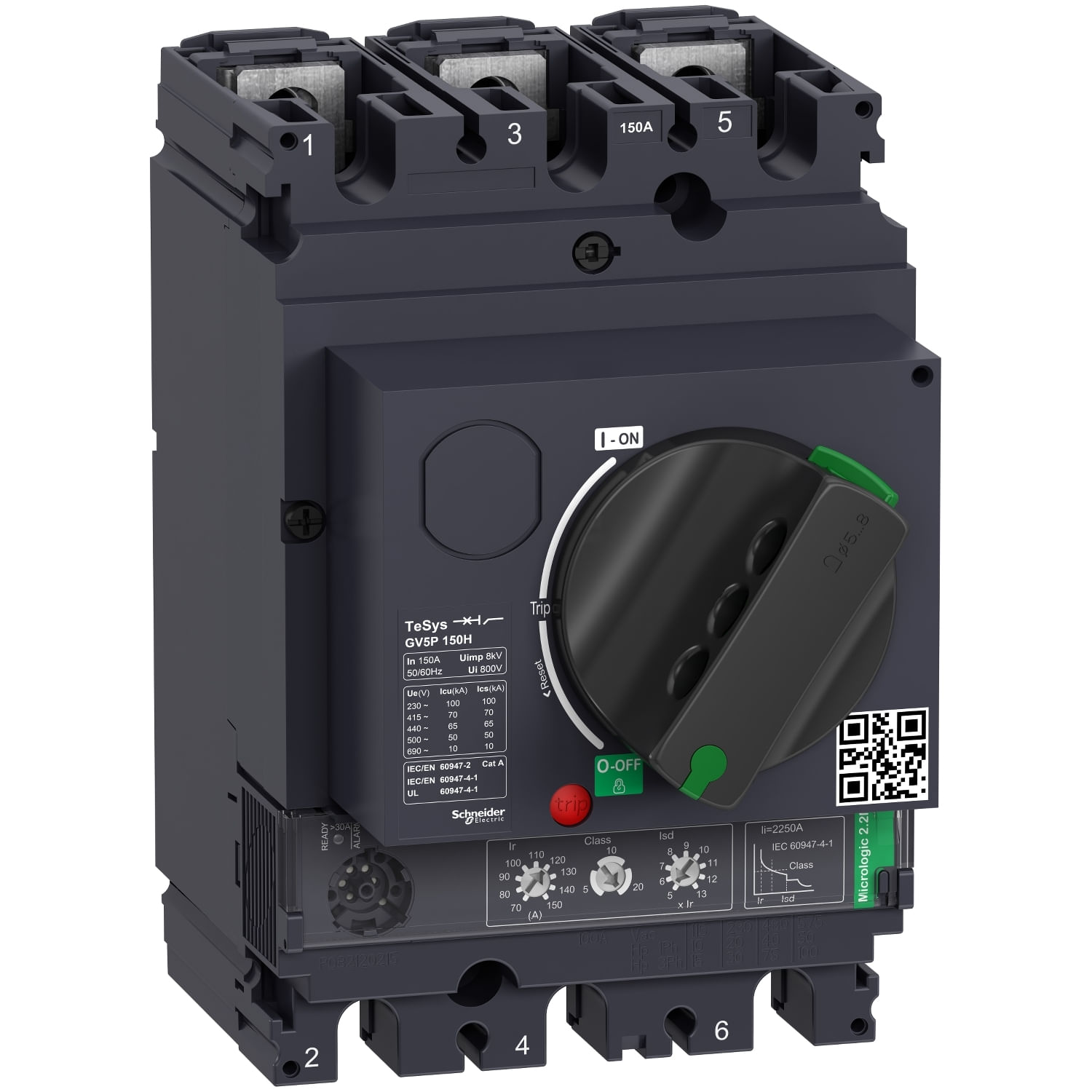 Disjuntor Motor Tripolar 70-150A 380VCA 2250A 70KA Parafuso Tesys