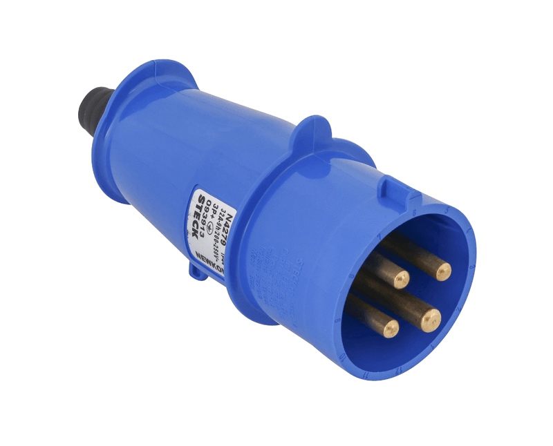 Plugue Energia Industrial Poliamida Macho Tripolar + Terra Azul