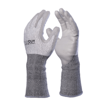 Luva Proteção Corte Polietileno Alta Densidade (Pead) Cinza Poliuretano Longo Flexcut DA45400L Tamanho 9/G CA 39924 Danny