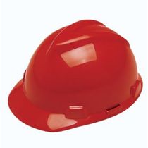 Capacete Aba Frontal Vermelha Catraca Sem Jugular V-Gard 217239 Msa