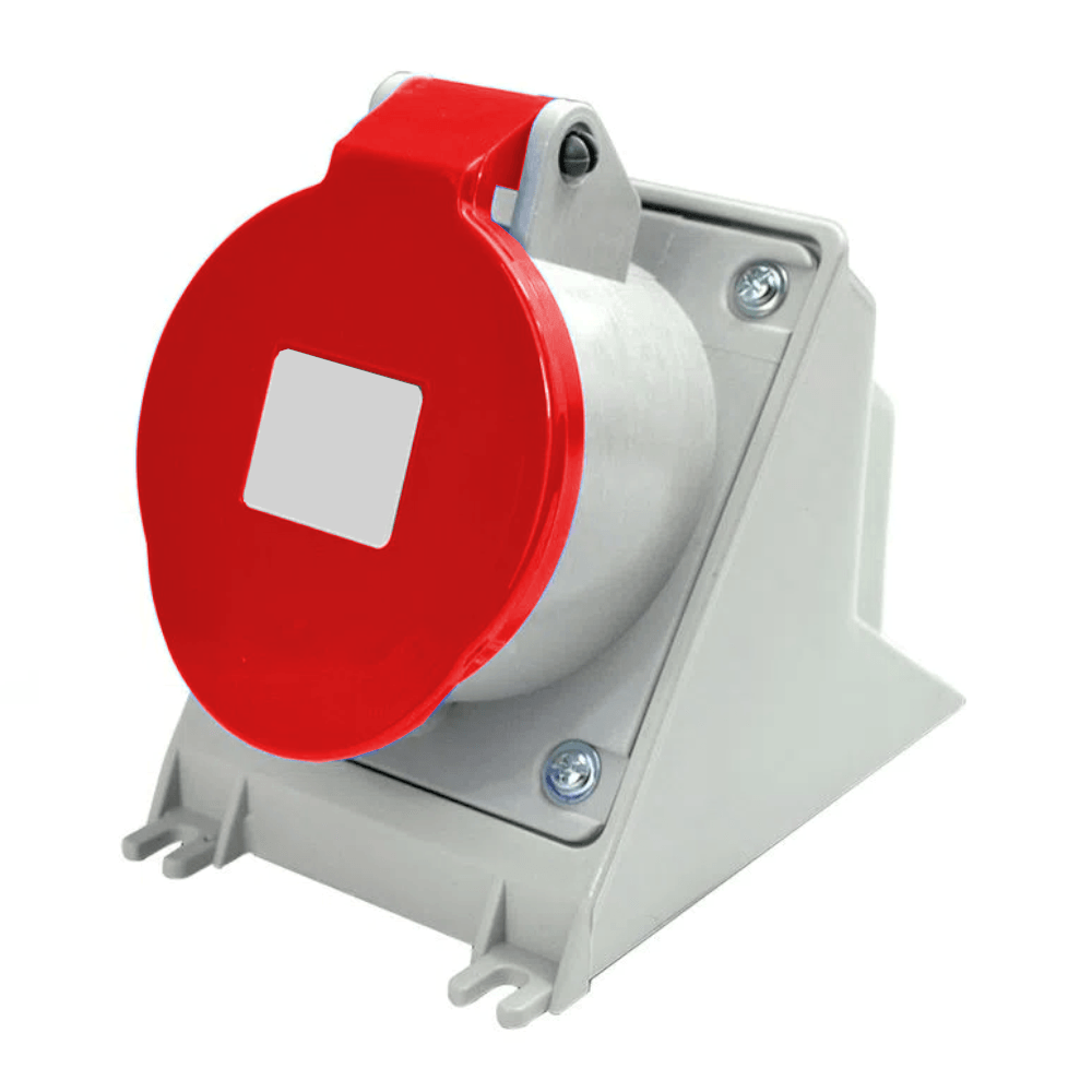 Tomada Angular 3 Polos + Terra 32A 380/415V Vermelho 6H IP44 Com