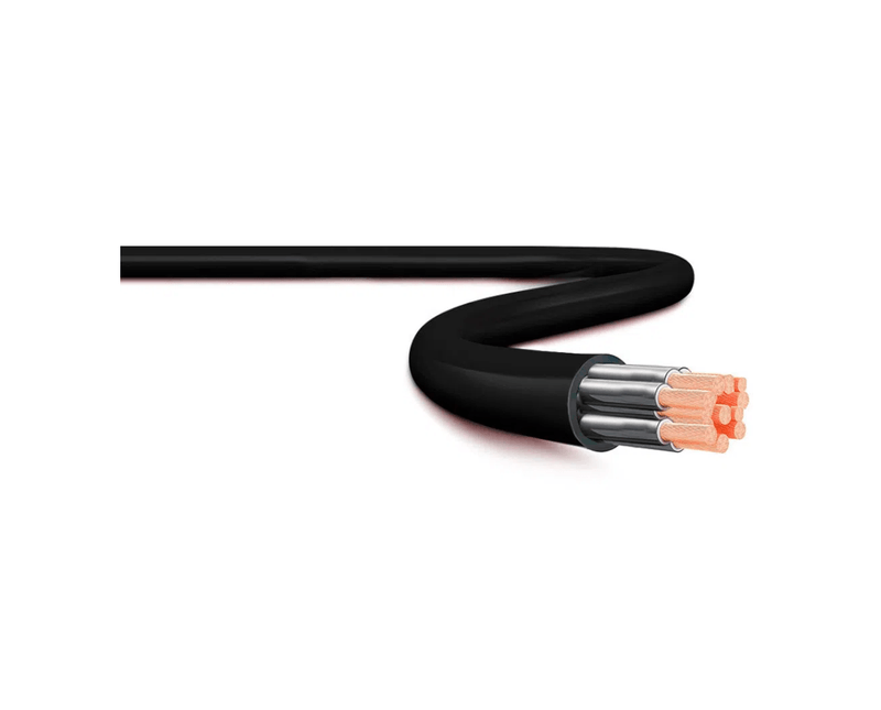 Cabo Controle 500V 70 Graus Celsius PVC 25X1mm Preto 101CMPVCAST125CL5FRPT Belden Poliron | Imagem ilustrativa - Peça ampliada mostrando a parte interna do cabo.