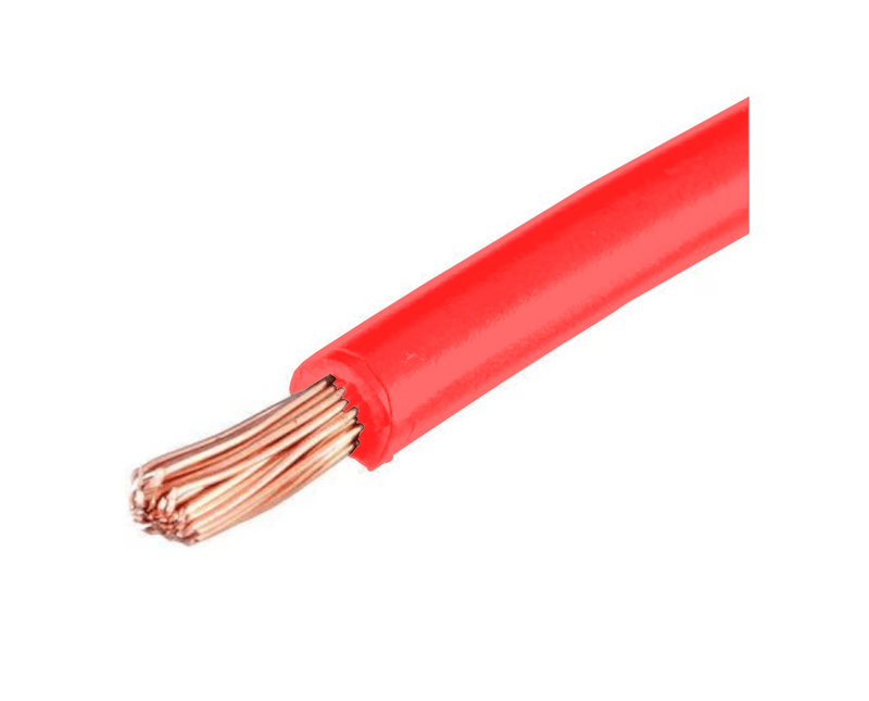 Cabo Flexivel 1KV 90G HEPR Vermelho Eproflex90 Induscabos| Imagem ilustrativa, Peça ampliada da ponta.