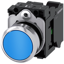 Frontal Botão Redondo Azul 22mm Pulso/Soco 3SU11500AB503BA0 Siemens