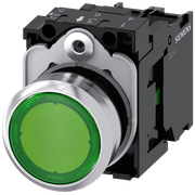 Frontal Botão Iluminado Redondo Verde 22mm Pulso/Soco 3SU11560AB401BA0 Siemens