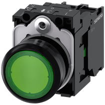 Frontal Botão Iluminado Redondo Verde 22mm Pulso/Soco 3SU11020AB401BA0 Siemens