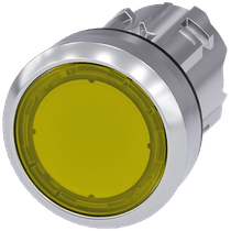 Frontal Botão Iluminado Redondo Amarelo 22mm Pulso/Soco 3SU10510AB300AA0 Siemens