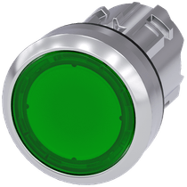 Frontal Botão Iluminado Redondo Verde 22mm Pulso/Soco 3SU10510AB400AA0 Siemens