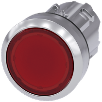 Frontal Botão Iluminado Redondo Vermelho 22mm Pulso/Soco 3SU10510AB200AA0 Siemens