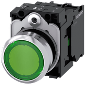 Frontal Botão Iluminado Redondo Verde 22mm Pulso/Soco 3SU11520AB401BA0 Siemens