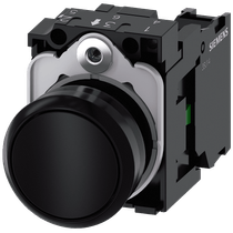 Frontal Botão Redondo Preto 22mm Pulso/Soco 3SU11000AB101BA0 Siemens