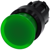 Frontal Botão Iluminado Redondo Verde 22mm Pulso/Soco 3SU10011AD400AA0 Siemens