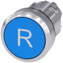Frontal Botão Redondo Azul 22mm Grav R Pulso/Soco 3SU10500AB500AR0 Siemens