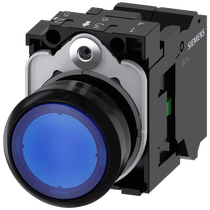 Frontal Botão Iluminado Redondo Azul 22mm Pulso/Soco 3SU11020AB503BA0 Siemens