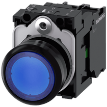 Frontal Botão Iluminado Redondo Azul 22mm Pulso/Soco 3SU11030AB501BA0 Siemens