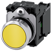 Frontal Botão Redondo Amarelo 22mm Pulso/Soco 3SU11500AB301BA0 Siemens