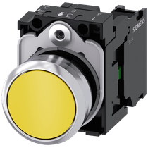 Frontal Botão Redondo Amarelo 22mm Pulso/Soco 3SU11500AB301BA0 Siemens
