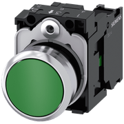 Frontal Botão Redondo Verde 22mm Pulso/Soco 3SU11500AB401BA0 Siemens
