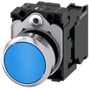 Frontal Botão Redondo Azul 22mm Pulso/Soco 3SU11500AB501BA0 Siemens