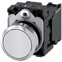 Frontal Botão Redondo Branco 22mm Pulso/Soco 3SU11500AB601BA0 Siemens