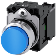 Frontal Botão Redondo Azul 22mm Pulso/Soco 3SU11500BB501BA0 Siemens