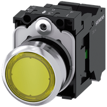 Frontal Botão Iluminado Redondo Amarelo 22mm Pulso/Soco 3SU11520AB303BA0 Siemens