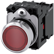 Frontal Botão Iluminado Redondo Vermelho 22mm Pulso/Soco 3SU11520AB201CA0 Siemens