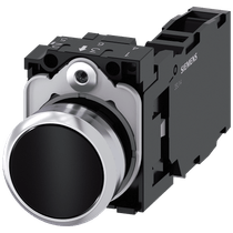 Frontal Botão Redondo Preto 22mm Pulso/Soco 3SU11500AB101FA0 Siemens