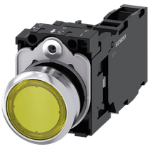 Botão Comando Iluminado Redondo Amarela 22MM 24VCA/VCC 1NA+1NF 3Su11520Ab301Fa0 Sirius Siemens