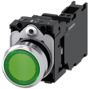 Frontal Botão Iluminado Redondo Verde 22mm Pulso/Soco 3SU11520AB403FA0 Siemens