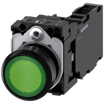 Botão Comando Iluminado Redondo Verde 22MM 24VCA/VCC 1NA+1NF 3Su11020Ab401Fa0 Sirius Act Siemens