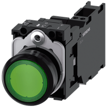 Frontal Botão Iluminado Redondo Verde 22mm Pulso/Soco 3SU11020AB403FA0 Siemens