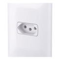 Tomada Predial 1 Módulo Bco 2 Polos Terra 20 A 250 V c/ Placa - Detalhe Lado Direito