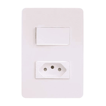O Conjunto Interruptor Simples 10A + Tomada Branco Bipolar + Terra 10A S71323104 Schneider