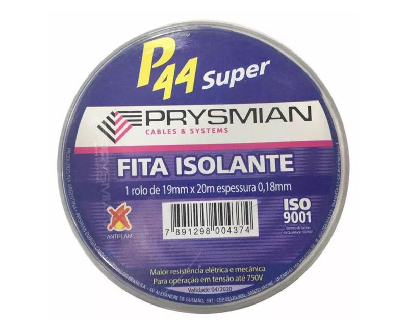 Fita Isolante Antichama Preta 750V 19Mm 20M Granel P44 Prysmian | Fita e Caixa